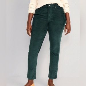 High-Waisted OG Straight Corduroy Ankle Pants for Women (Green)
